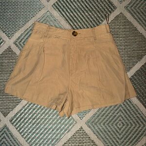 Zara 2 High-Waist Cotton/ linen Shorts - black and beige